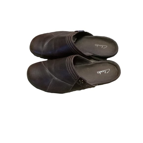 CLARKS Women's Brown Leather Comfort Slip On Everyday Shoes-Size 8M - Picture 10 of 16